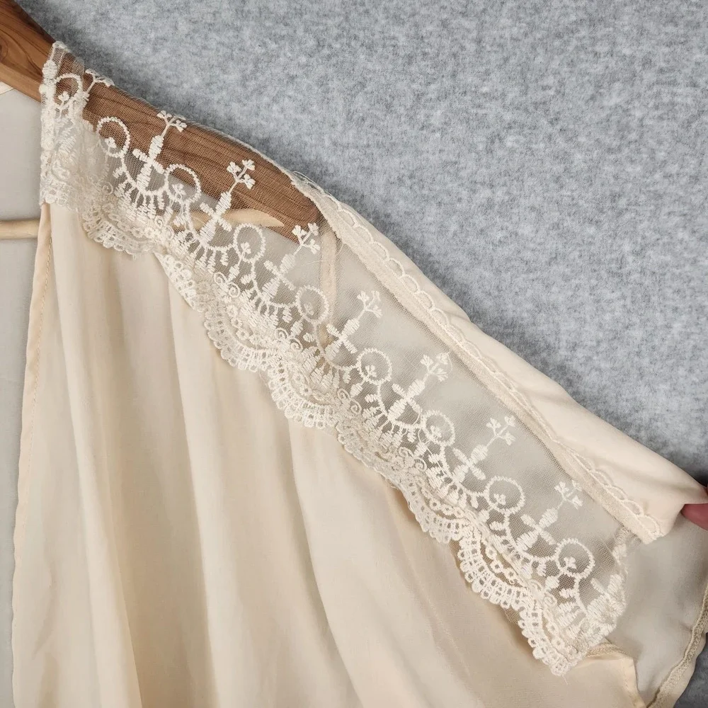 Charlotte Russe Cardigan‎ Womens Small Beige Kimono Lace Shoulder Open Front... - Picture 5 of 9